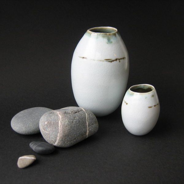 Elaine Bolt, 'Dwelling' vessels - group of two with pebbles