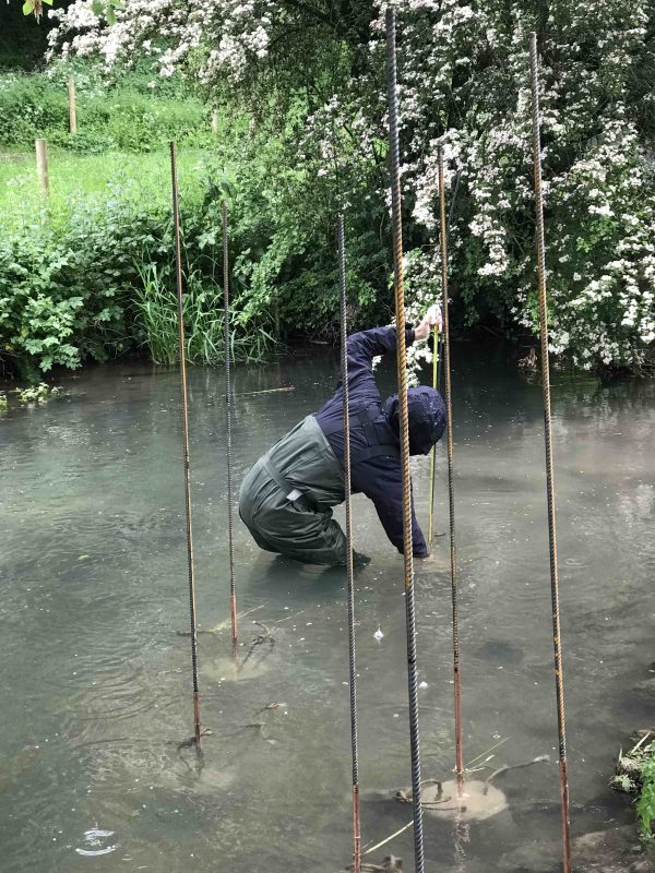 Elaine Bolt tree installation - concrete supports in the river