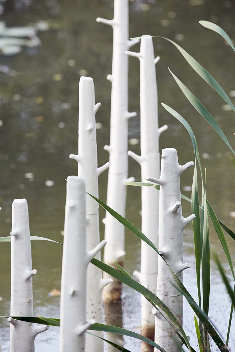 'Trees' installation by Elaine Bolt at the Pond House Isfield, photographed by Alun Callender